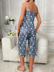 Casual Ditsy Floral Print Pajama Set