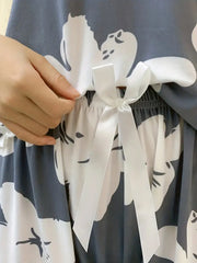 Floral Print Cami Pajama Set - Haze Blue
