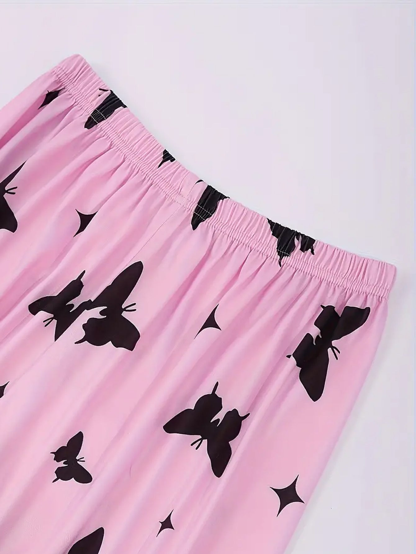 Heart Print Pajama Set - Pink